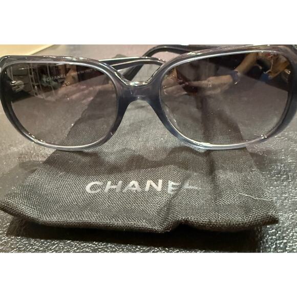 RARE CHANEL Square Shape Frames CoCo Mark CC Ombre Logo*Chanel Pouch*57|18|130 - Picture 4 of 7